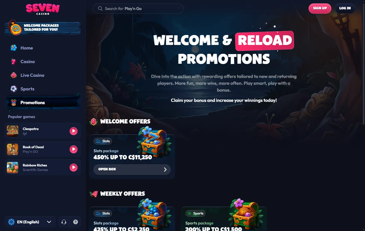 Seven Casino bonos, promociones y condiciones de bienvenida