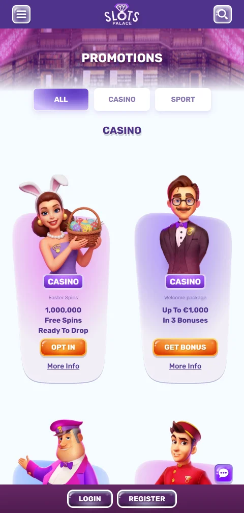 SlotsPalace Casino con pagos, depósitos y retiros rápidos