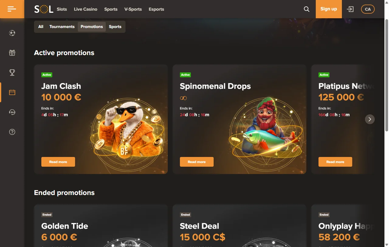 Bonos y promociones destacadas en Sol Casino para Perú