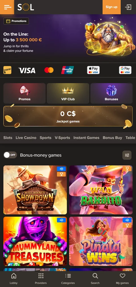 Sol Casino con depósitos, retiros y pagos en Perú