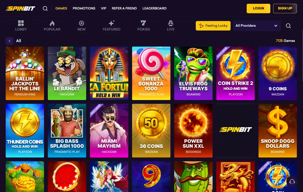 Spinbit Casino juegos y catálogo de entretenimiento online