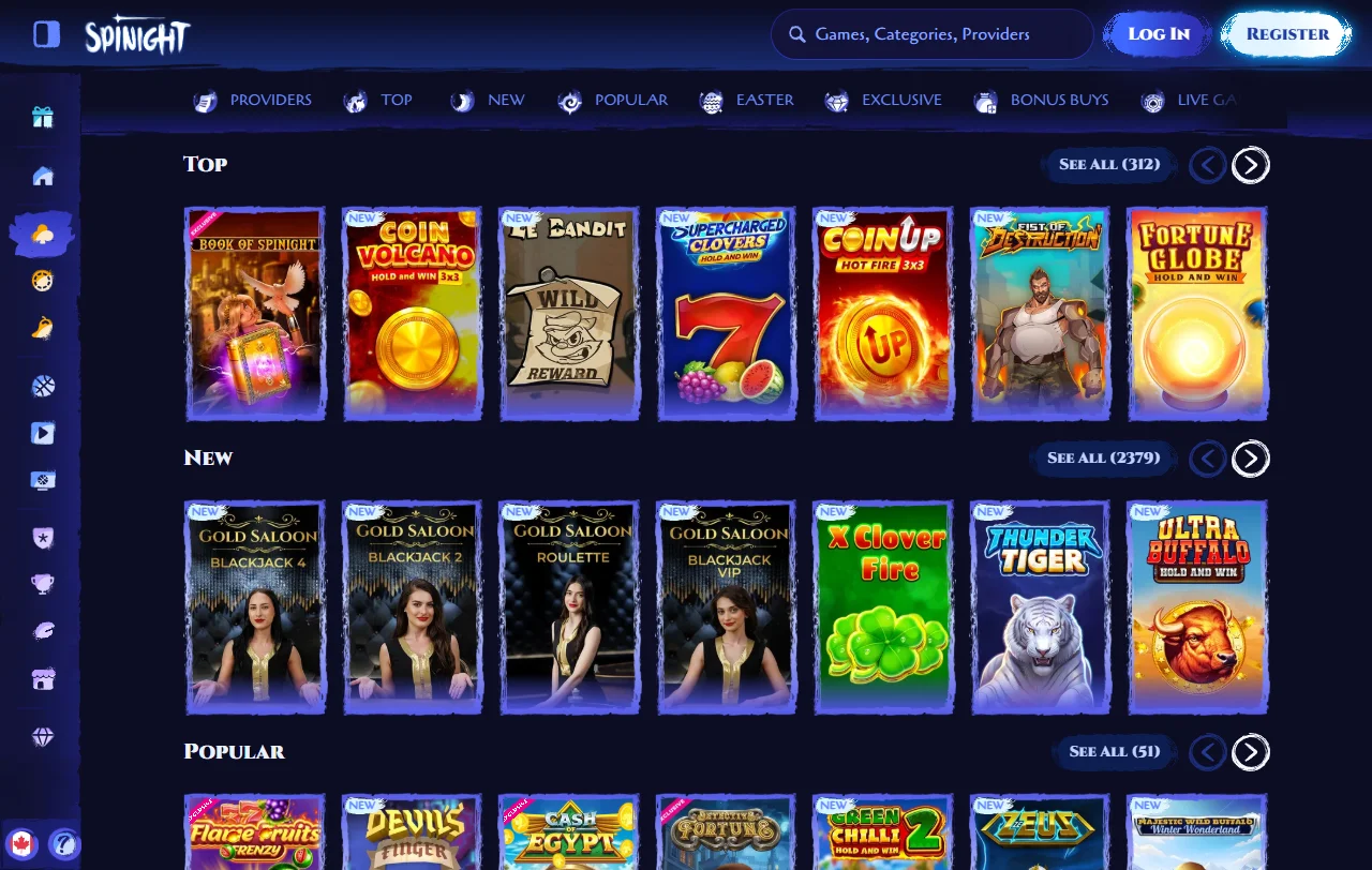 Spinight Casino con catálogo amplio de juegos online