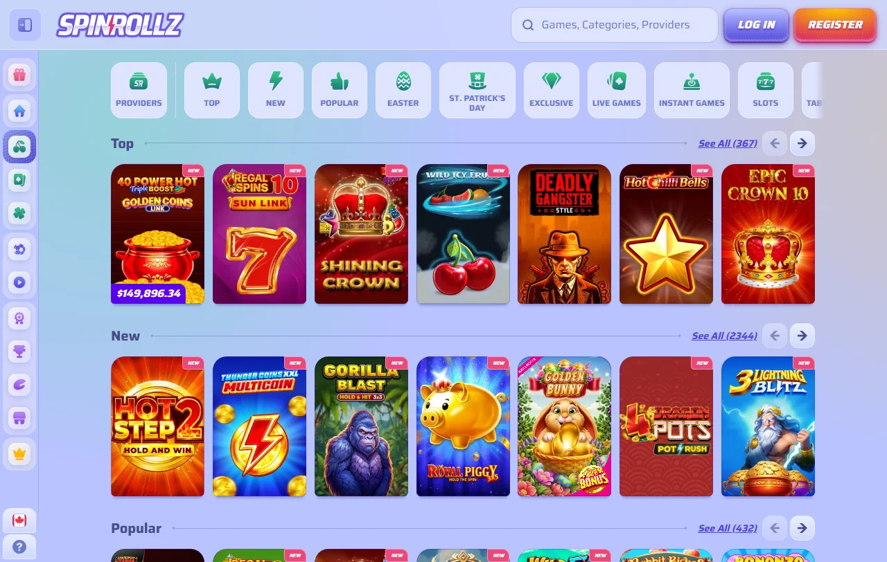 SpinRollz Casino bonos de bienvenida y promociones