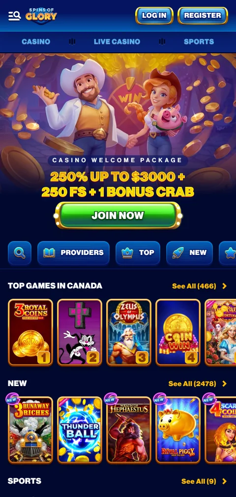Spins of Glory Casino en móvil para jugar desde Perú