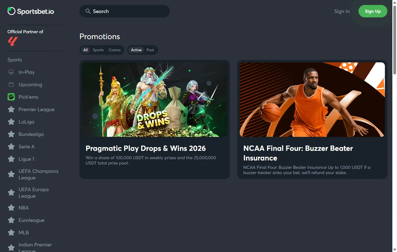Bonos y promociones de Sportsbet.io Casino para revisión