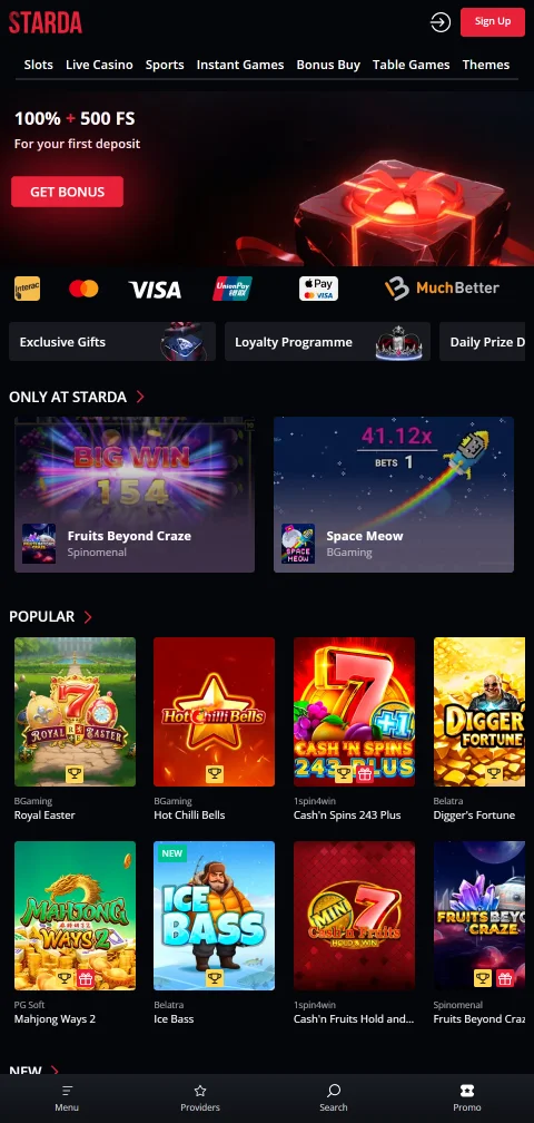 Starda Casino acceso móvil optimizado para jugar desde Perú