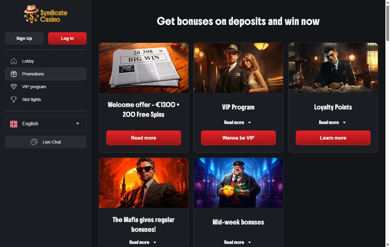 Syndicate Casino bonos y promociones de bienvenida