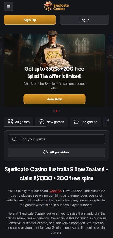 Syndicate Casino acceso móvil desde smartphone y navegador