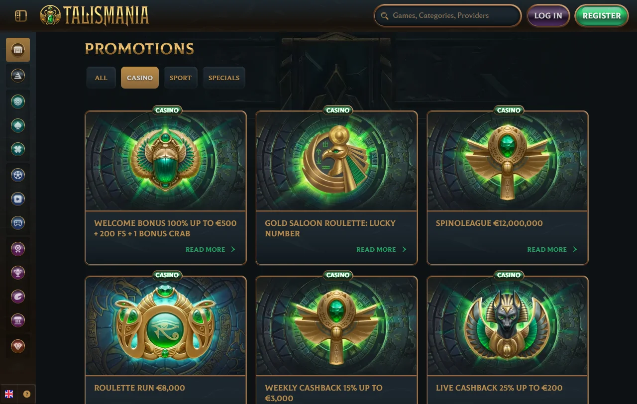 Talismania Casino catálogo de juegos y entretenimiento online