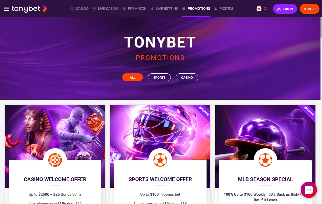 Bonos y promociones destacadas de Tonybet Casino