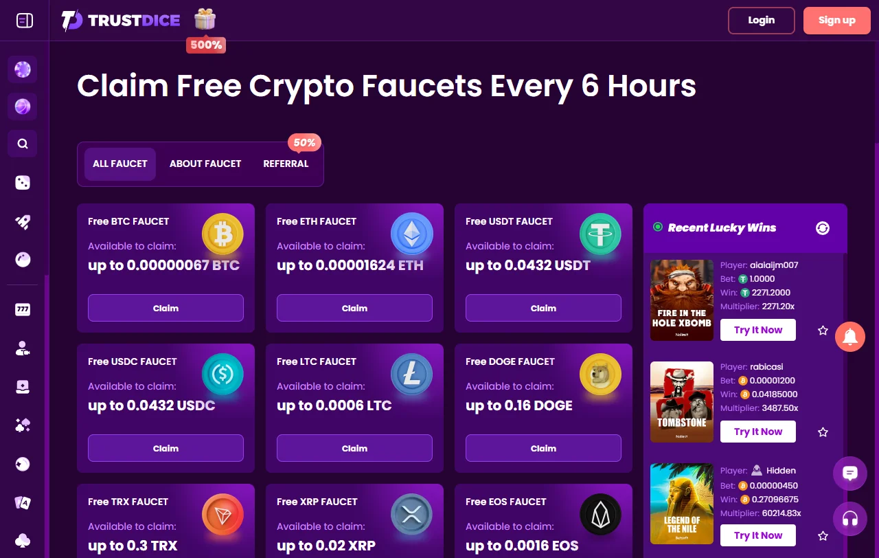 Trust Dice Casino con juegos y variedad de entretenimiento