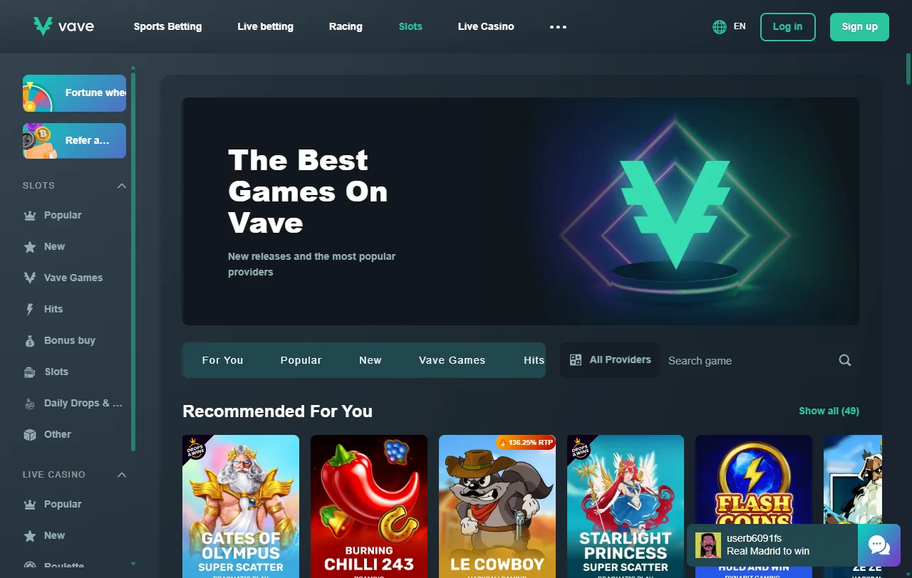Vave Casino bonos y promociones de bienvenida