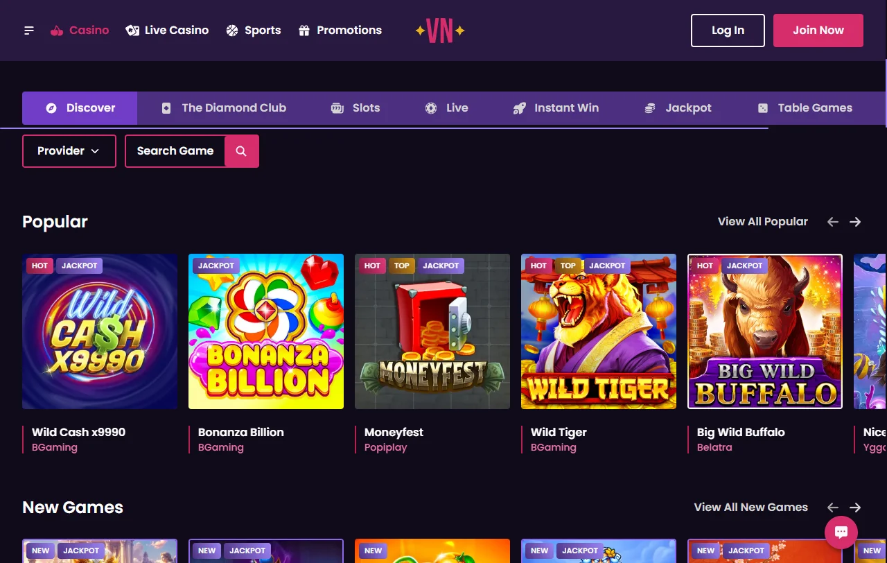 VegasNow Casino juegos y catálogo con enfoque editorial