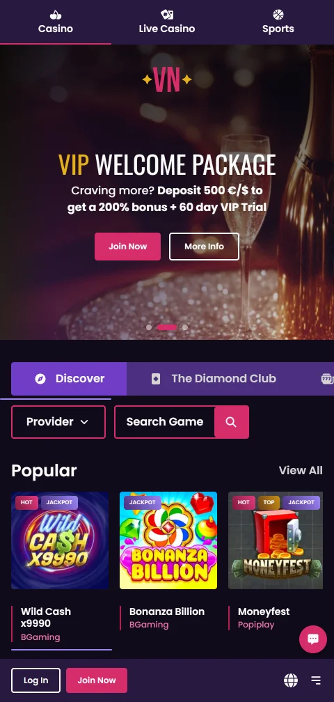 VegasNow Casino acceso móvil y compatibilidad desde Perú
