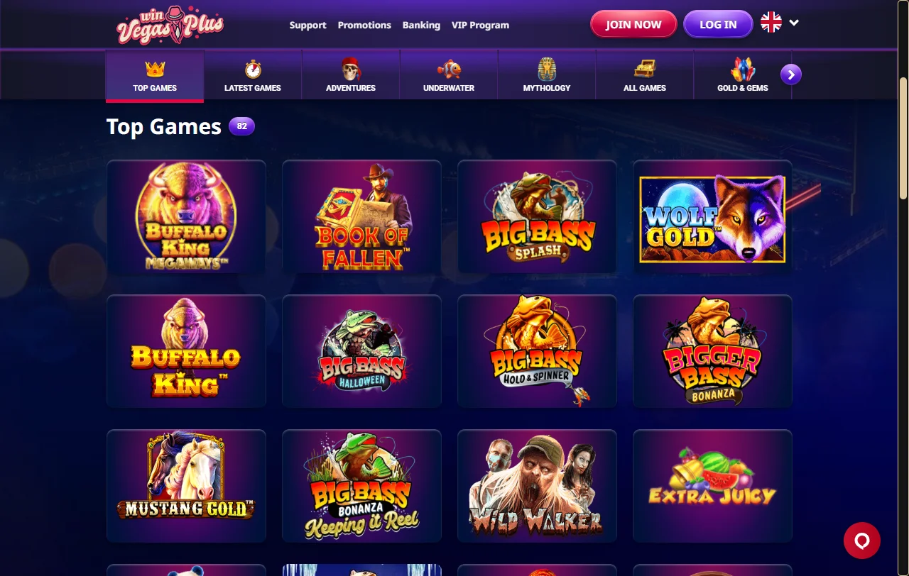VegasPlus Casino con tragamonedas y juegos en vivo
