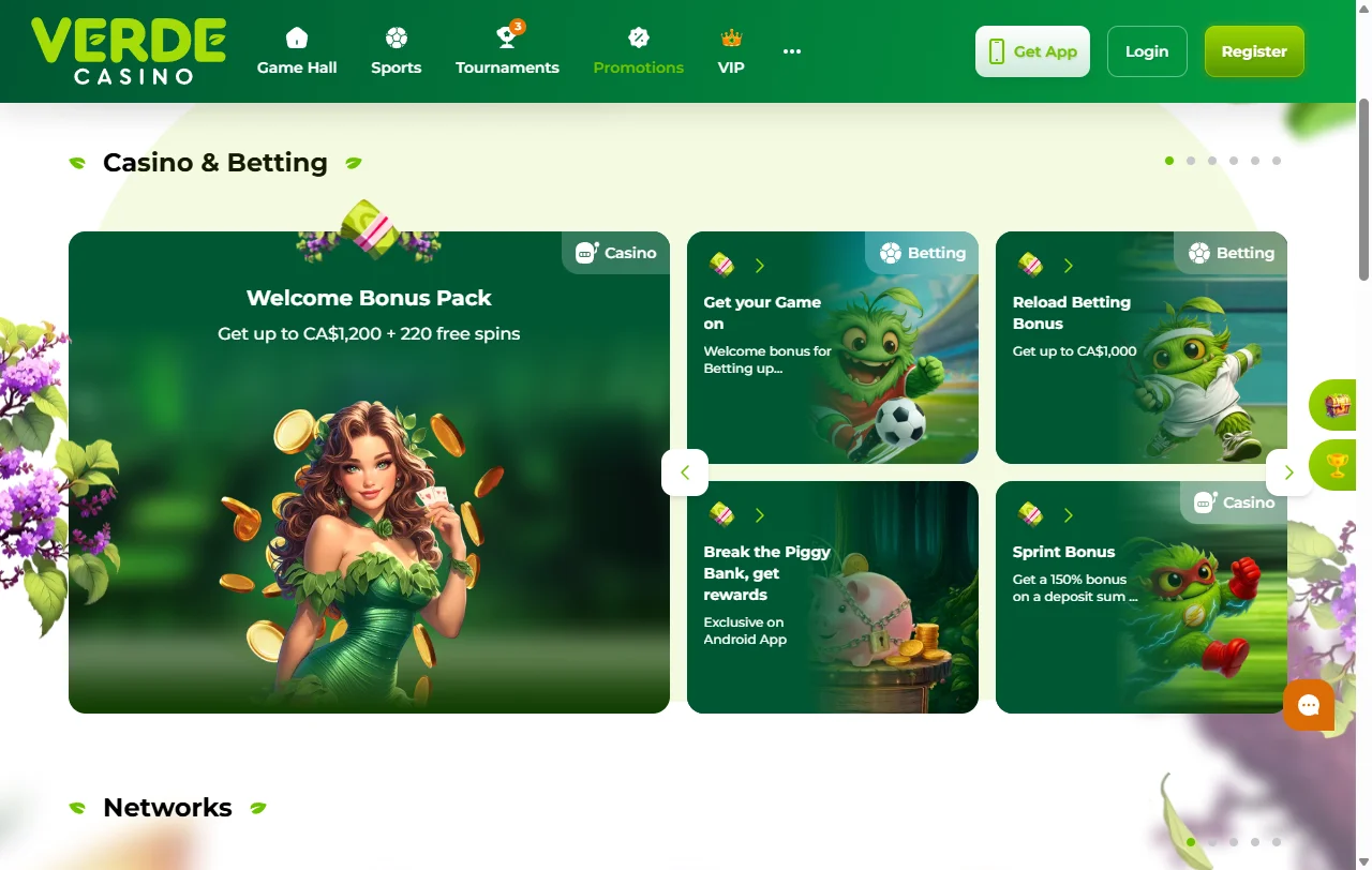 Verde Casino con juegos de slots y casino en vivo