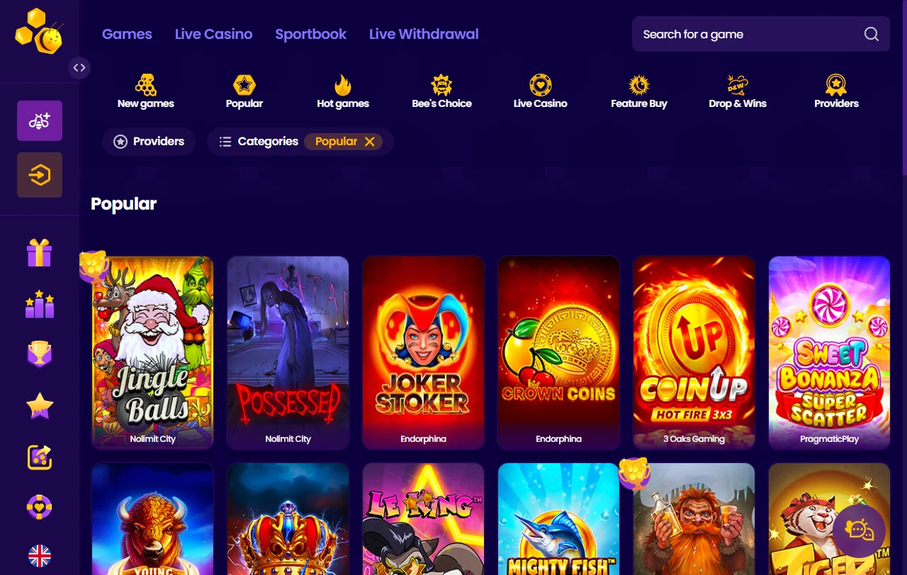 Wazbee Casino variedad de juegos, slots y mesas para Perú