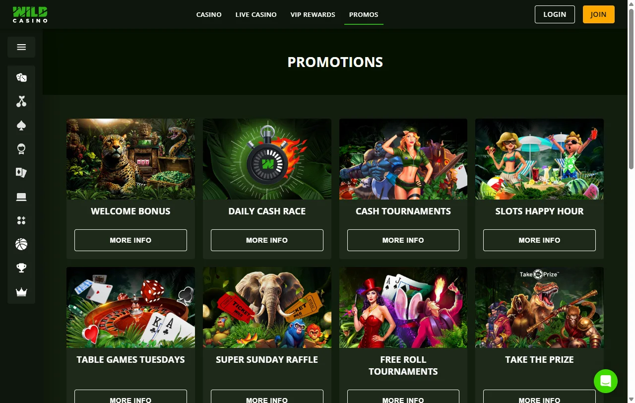 Wild Casino con slots, mesas y entretenimiento online