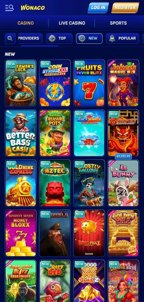 Wonaco Casino depósitos, retiros y pagos seguros