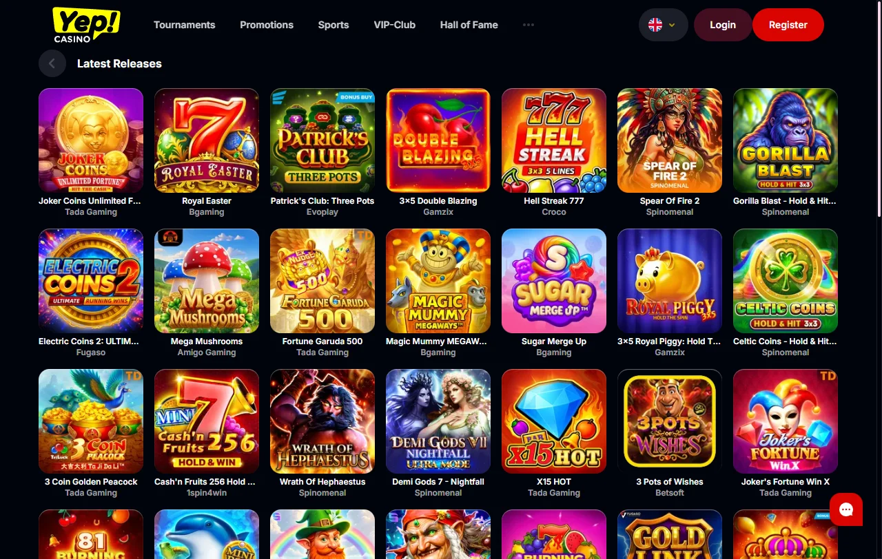 YEP Casino bonos, promociones y oferta inicial