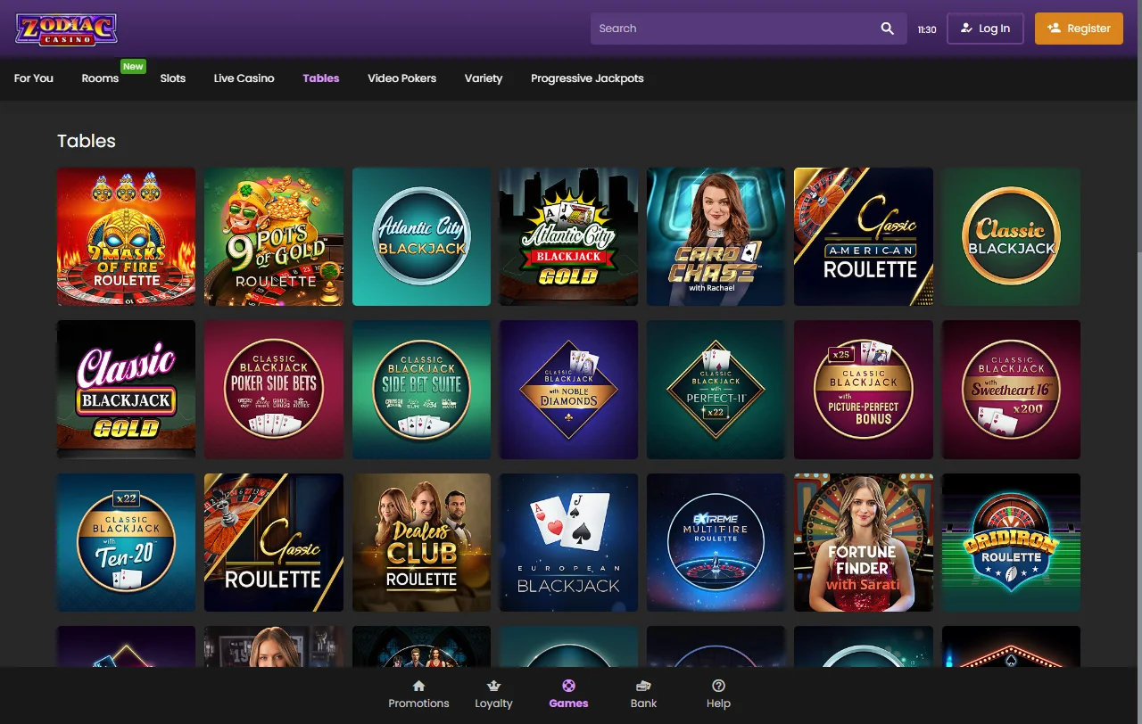 Zodiac Casino juegos y proveedores destacados