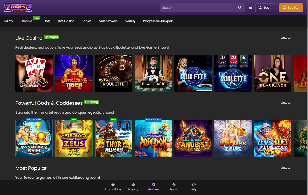 Zodiac Casino bonos y promociones de bienvenida