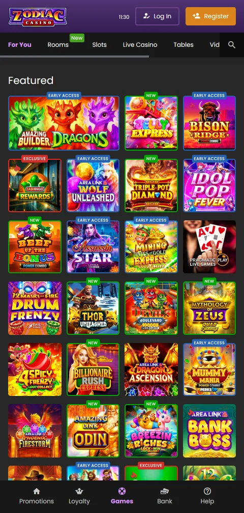 Zodiac Casino accesible desde móvil con navegación responsiva